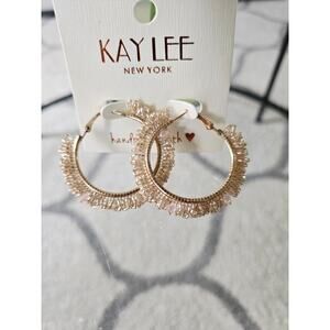 💘Pick 3 For $15 Kay Lee Gold Beaded Hoop Earrings New